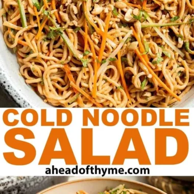 Delicious Asian Cold Noodle Salad with fresh vegetables and sesame dressing