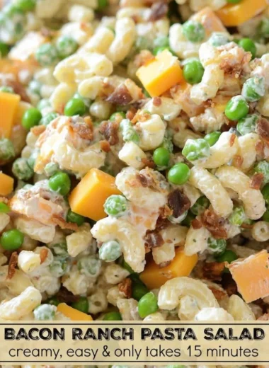 Bacon Ranch Pasta Salad with fresh vegetables and creamy dressing
