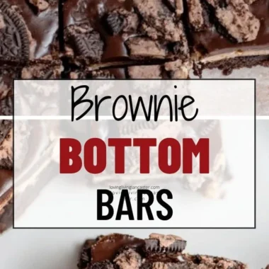 Decadent brownie bottom bars topped with creamy frosting and sprinkles