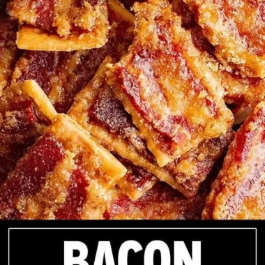 Delicious candied bacon crackers served on a platter.