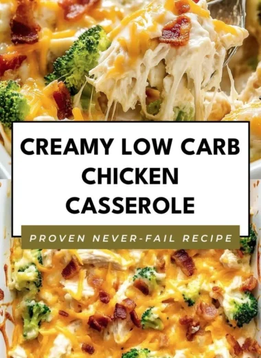 Creamy Low Carb Chicken Casserole served in a baking dish