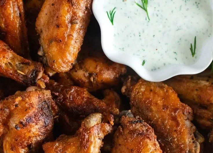 Crispy baked chicken wings with flavorful seasoning and golden brown finish