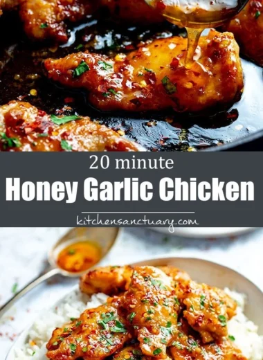 Delicious Honey Garlic Chicken served with fresh vegetables