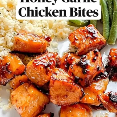 Delicious honey garlic chicken bites served on a platter
