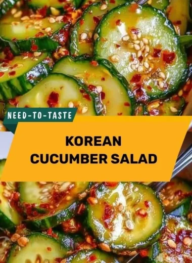 Delicious Korean cucumber salad garnished with sesame seeds and spices.