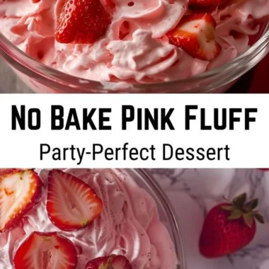 Delicious light and creamy pink fluff dessert in a bowl