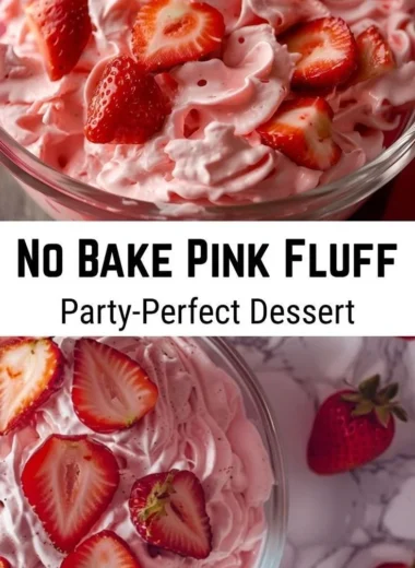 Delicious light and creamy pink fluff dessert in a bowl