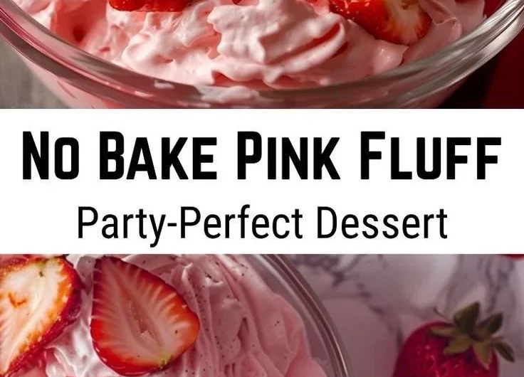 Delicious light and creamy pink fluff dessert in a bowl