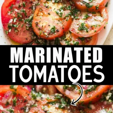 Delicious marinated tomatoes in a bowl, ready to enhance your meals