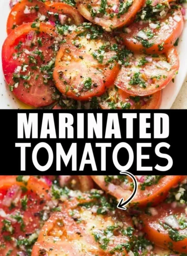 Delicious marinated tomatoes in a bowl, ready to enhance your meals