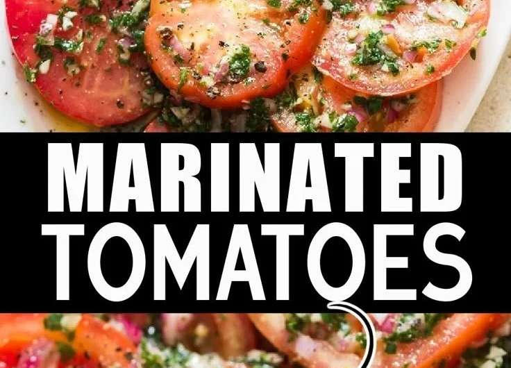 Delicious marinated tomatoes in a bowl, ready to enhance your meals
