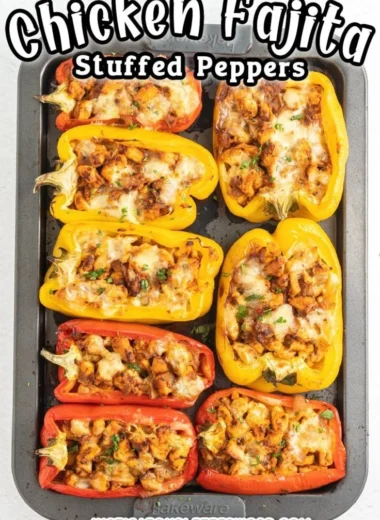Healthy stuffed peppers recipe with chicken and fresh vegetables