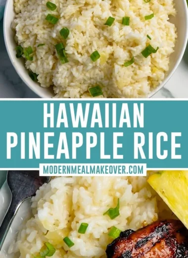 Delicious serving of Pineapple Rice garnished with vegetables