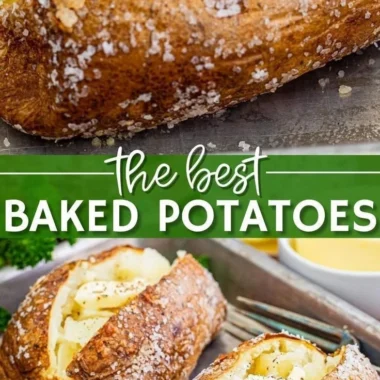 Delicious restaurant-style baked potatoes with toppings