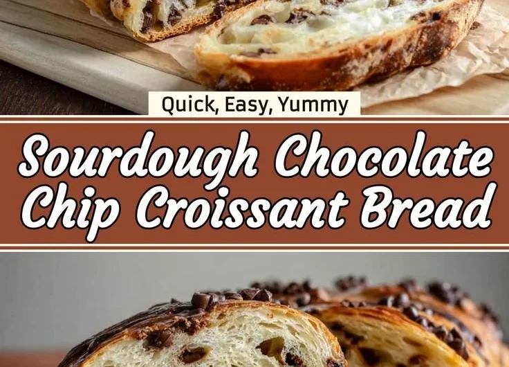 Delicious sourdough chocolate chip croissant bread bites stacked on a plate