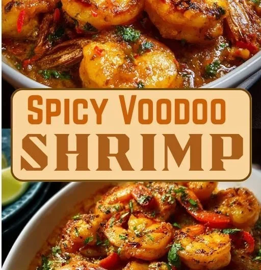 Plate of spicy Voodoo Shrimp garnished with herbs and spices