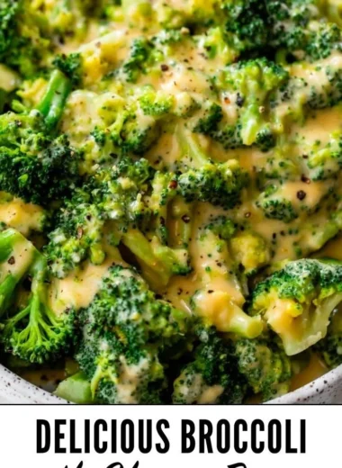 Delicious cheesy broccoli dish ready to serve