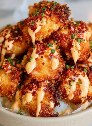 Crispy Air Fryer Bang Bang Chicken served with dipping sauce