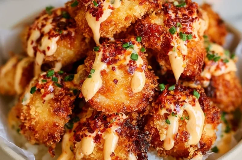 Crispy Air Fryer Bang Bang Chicken served with dipping sauce