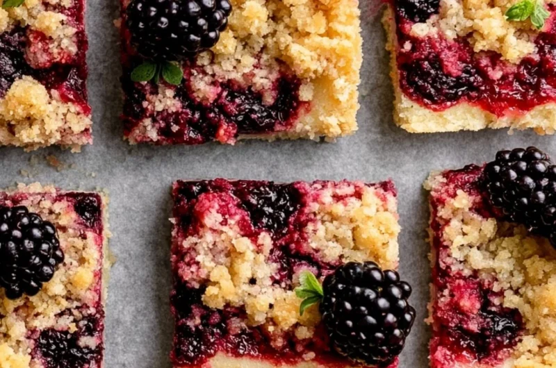 Delicious homemade Blackberry Pie Bars with fresh blackberries and a golden crust.