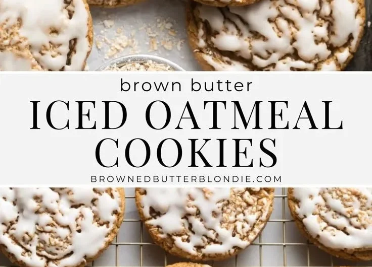 Delicious Brown Butter Iced Oatmeal Cookies with a rich icing on top