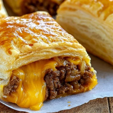Homemade cheeseburger pockets filled with beef, cheese, and herbs.