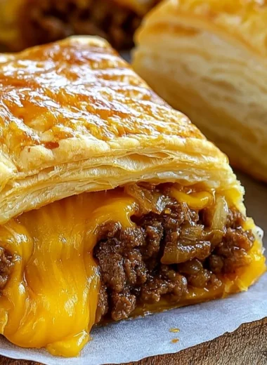 Homemade cheeseburger pockets filled with beef, cheese, and herbs.