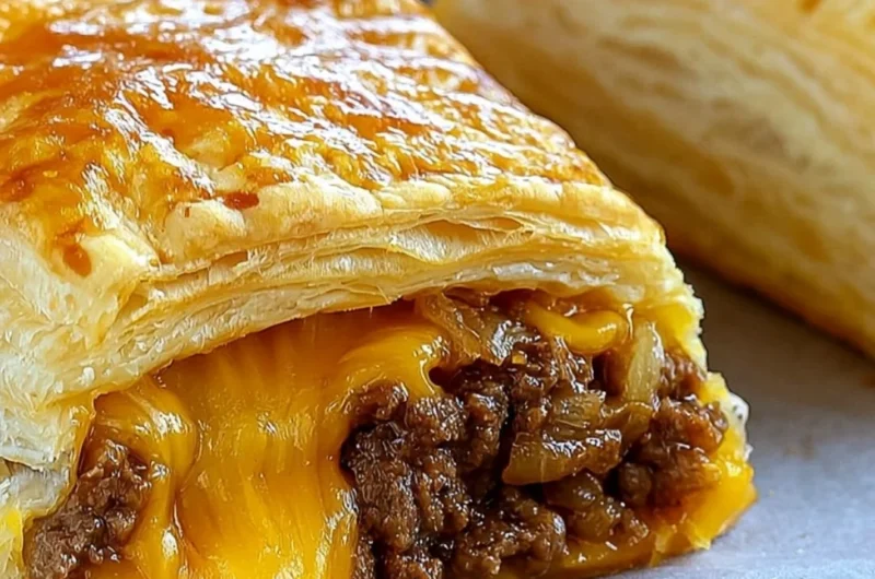 Homemade cheeseburger pockets filled with beef, cheese, and herbs.