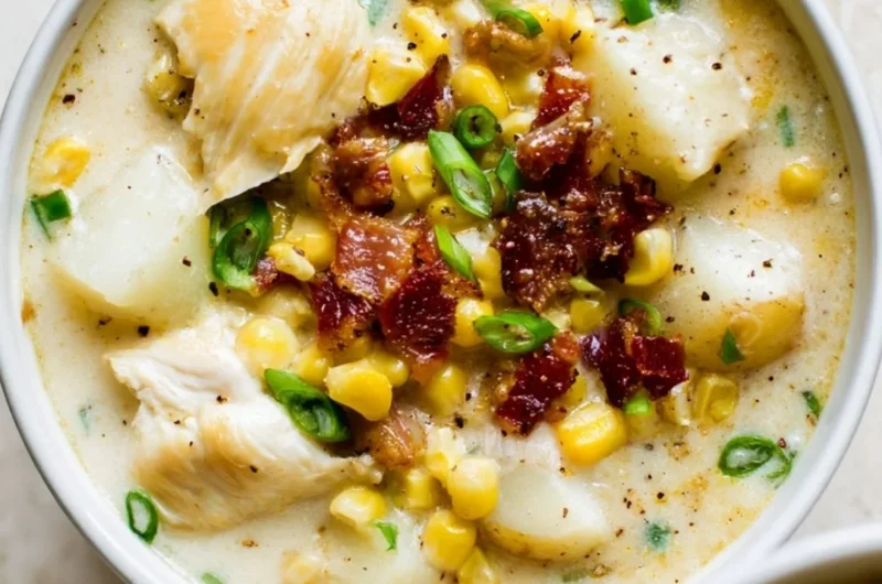 Delicious Chicken Chowder with corn in a bowl