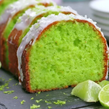 Cozy Key Lime Poke Cake topped with creamy frosting and lime zest