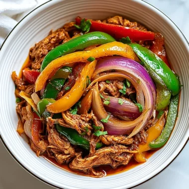 Delicious Crockpot Fajitas with chicken and colorful bell peppers