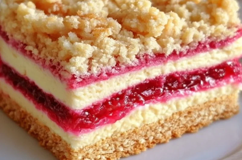 Delicious rhubarb cream cheese bars ready for a celebration dessert.