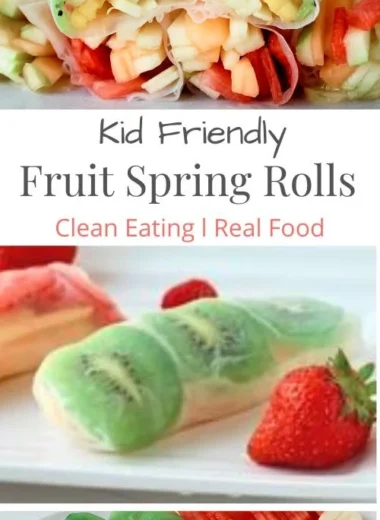 Colorful Fruit Spring Rolls served on a platter for a kids' party