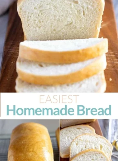 Freshly baked homemade white bread on a wooden cutting board