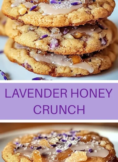 Lavender Honey Crunch Cookies with a sprinkle of lavender and honey glaze