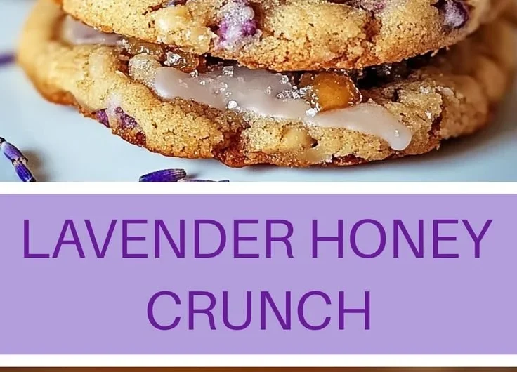 Lavender Honey Crunch Cookies with a sprinkle of lavender and honey glaze