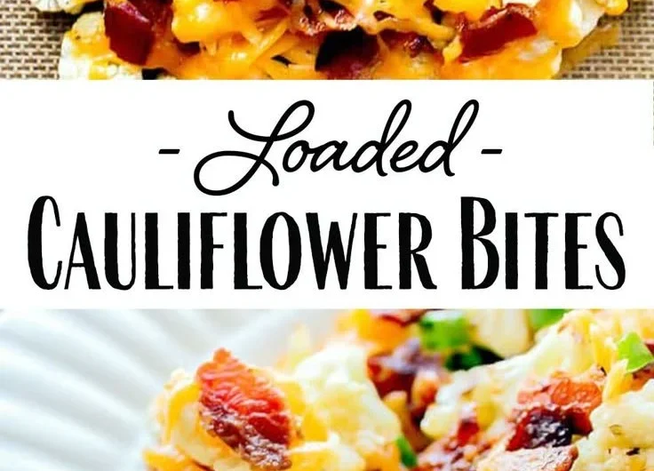 Delicious loaded cauliflower bites topped with cheese and herbs