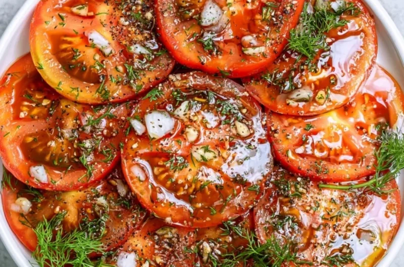 Fresh simple tomato salad with vibrant colors and ingredients