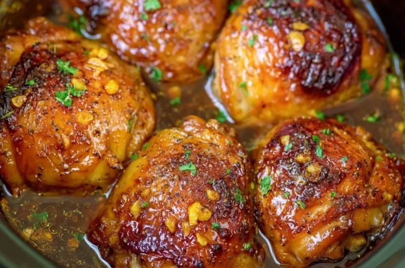 Delicious Slow Cooker Brown Sugar Garlic Chicken dish served with rice.