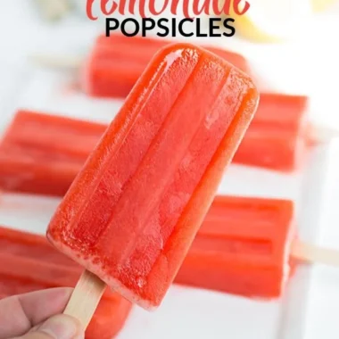 Delicious Strawberry Lemonade Popsicles on a sunny day