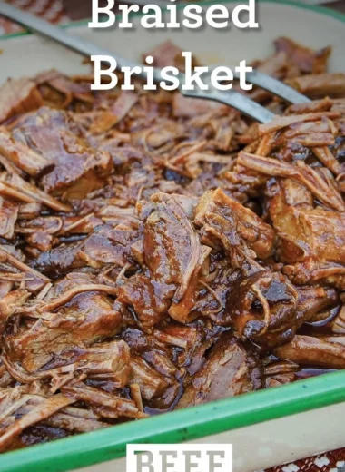 Texas Cola Shredded Beef Brisket served with a side of barbecue sauce