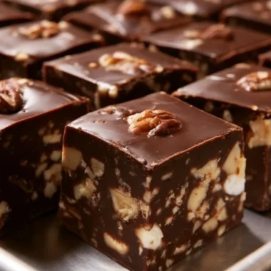 Delicious TOLL HOUSE® Famous Fudge dessert made with rich chocolate