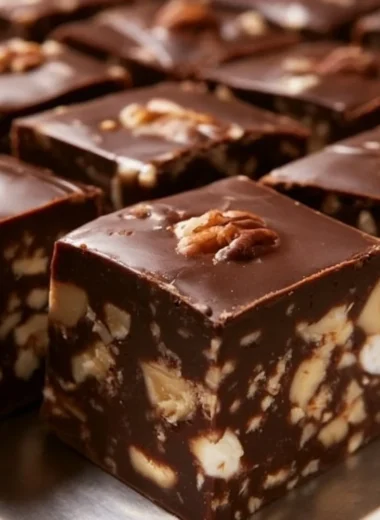 Delicious TOLL HOUSE® Famous Fudge dessert made with rich chocolate