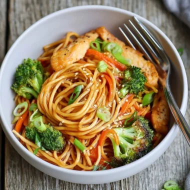 15-minute chicken stir fry noodles with colorful vegetables