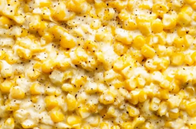 Delicious cozy creamed corn served in a bowl with a golden hue.