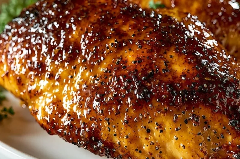 Delicious garlic brown sugar chicken served with vegetables on a plate.