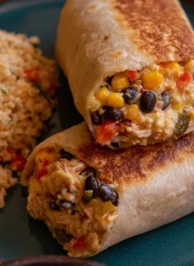 Delicious high protein chicken burritos served with fresh ingredients
