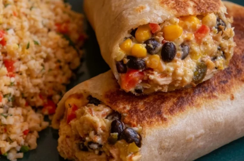 Delicious high protein chicken burritos served with fresh ingredients