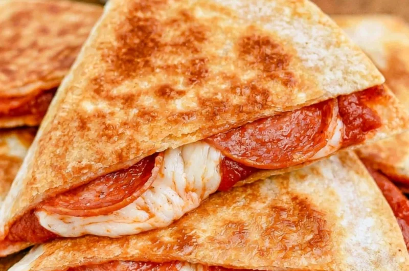 Delicious pizza quesadillas served on a cozy dinner table