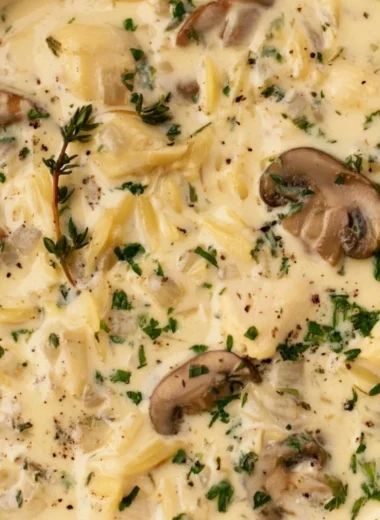 Creamy chicken soup with Boursin cheese in a bowl